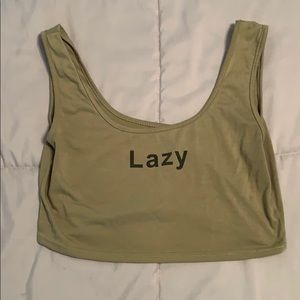 Graphic crop tank “Lazy”